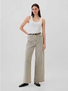 Gap High Rise Wide-Leg Jeans, Grey, Sz 14